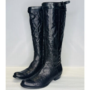 HENRY BEGUELIN Italy Distressed Tall Brown Leather Riding Boots Womens 37.5 / 7